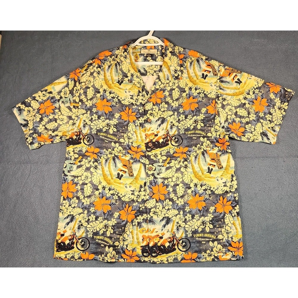 Tommy Bahama‎ 100% Silk Shirt Mens XL Hawaiian Tropical Santa Island Button Up